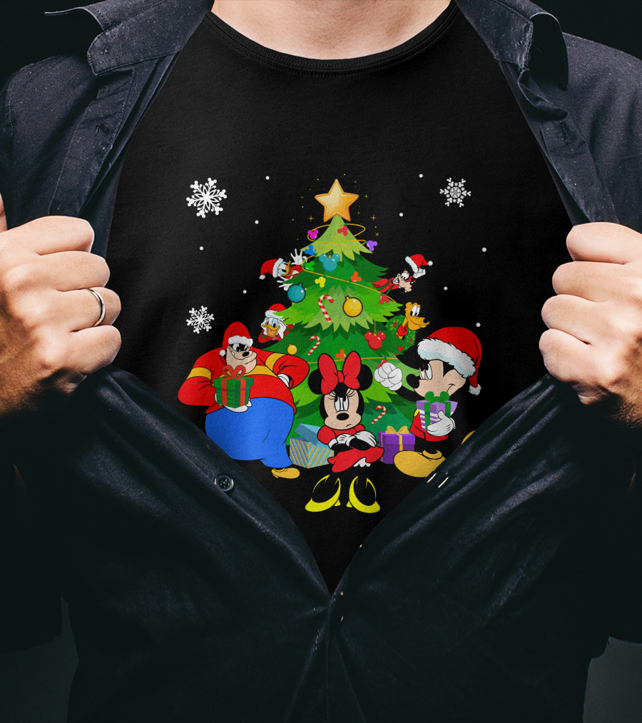 MK And Friends Christmas Tree Holiday Celebration With Gifts And Snowflakes T-Shirt