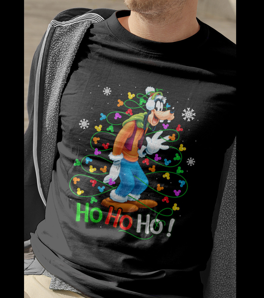 Goofy Ho Ho Ho Christmas Lights Fun Snowflakes T-Shirt
