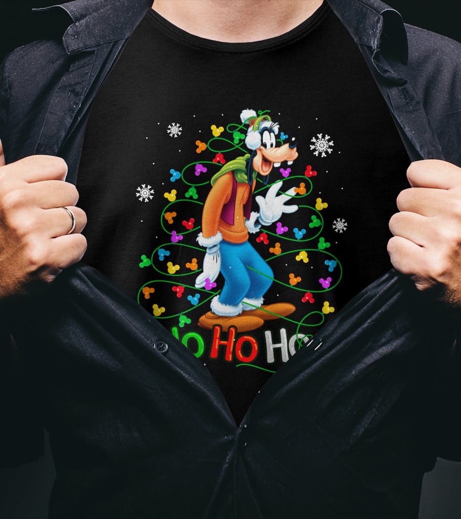 Goofy Ho Ho Ho Christmas Lights Fun Snowflakes T-Shirt