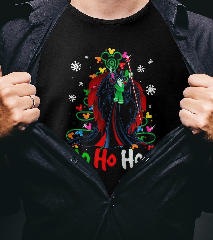 Maleficent Disney Mickey Christmas Ho Ho Ho Snowflakes Festival T-Shirt