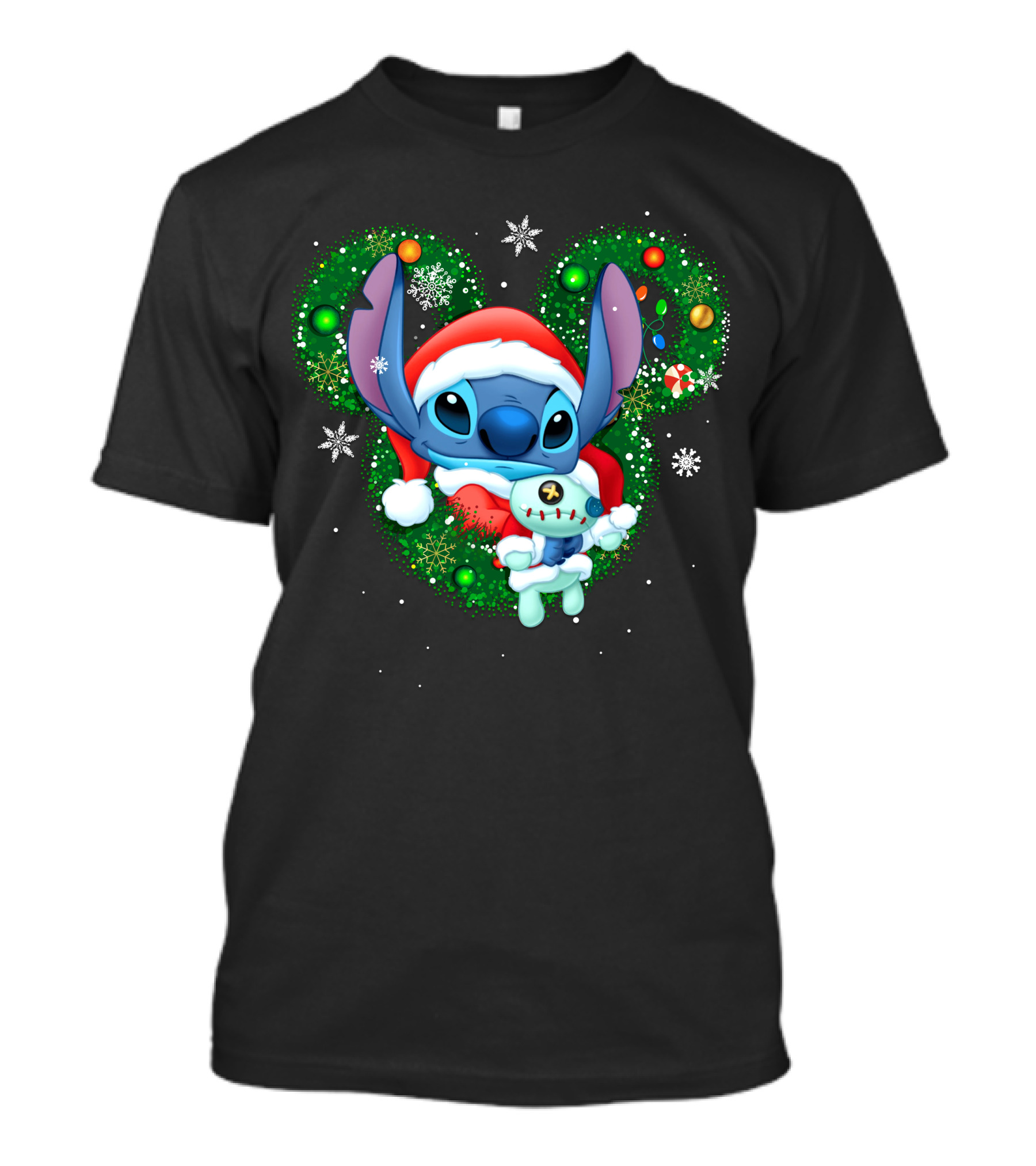 ST Head Green Christmas Stitch Santa Holding Scrump T-Shirt