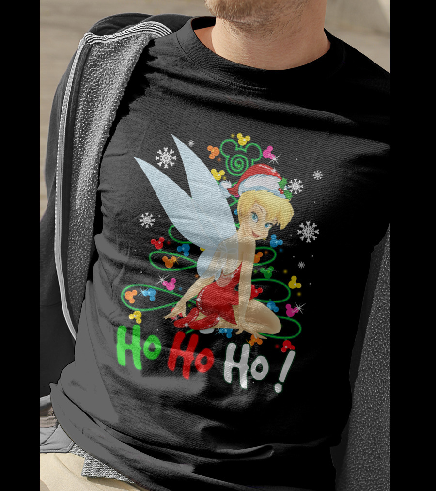 Tinker Bell Ho Ho Ho Mickey Mouse Ears Christmas Tree T-Shirt
