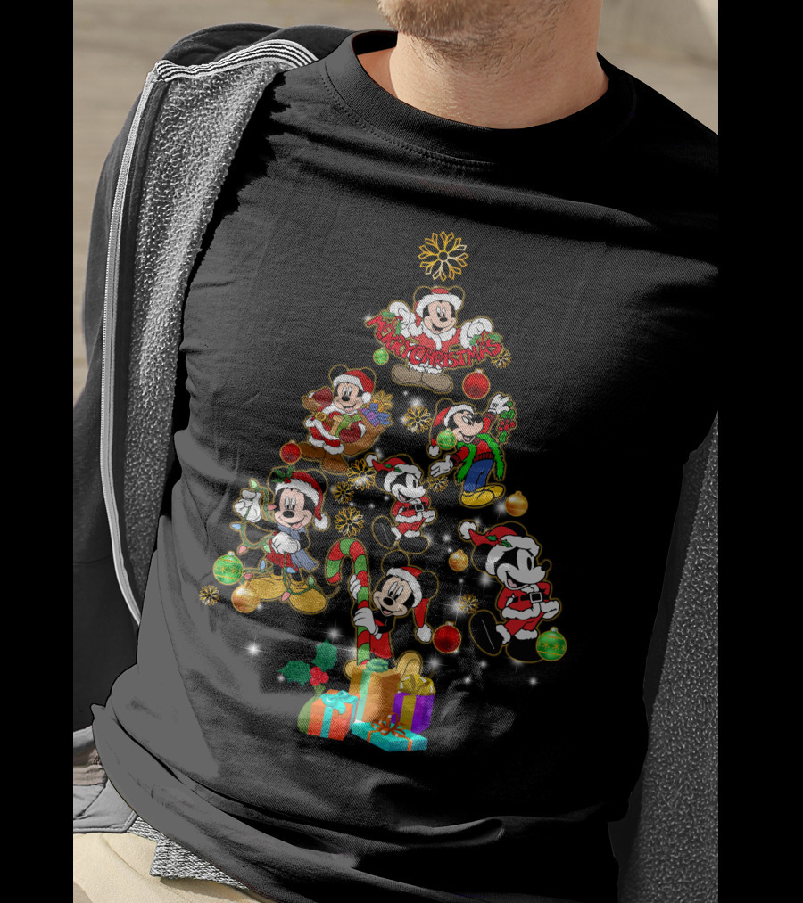 MK Christmas Tree Mickey Characters Holiday T-Shirt