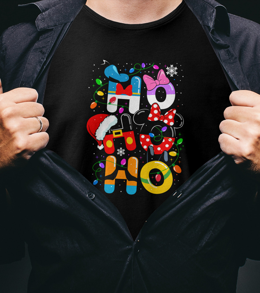 MK HHH Christmas Disney Characters Holiday Ho Ho Ho T-Shirt