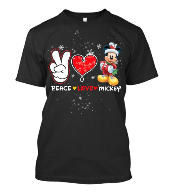 Peace Love Mickey Christmas T-Shirt