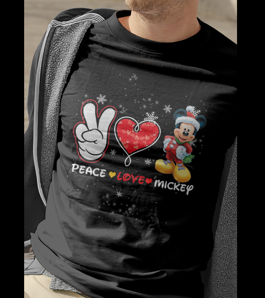 Peace Love Mickey Christmas T-Shirt