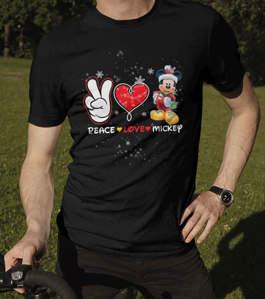 Peace Love Mickey Christmas T-Shirt