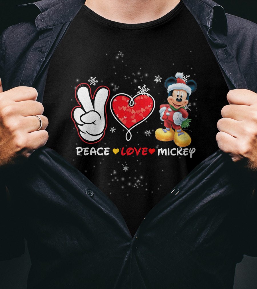 Peace Love Mickey Christmas T-Shirt