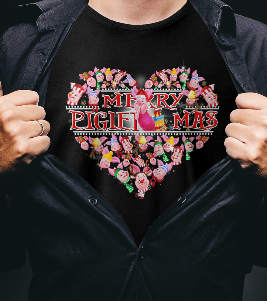 Merry Pigletmas Heart Christmas T-Shirt