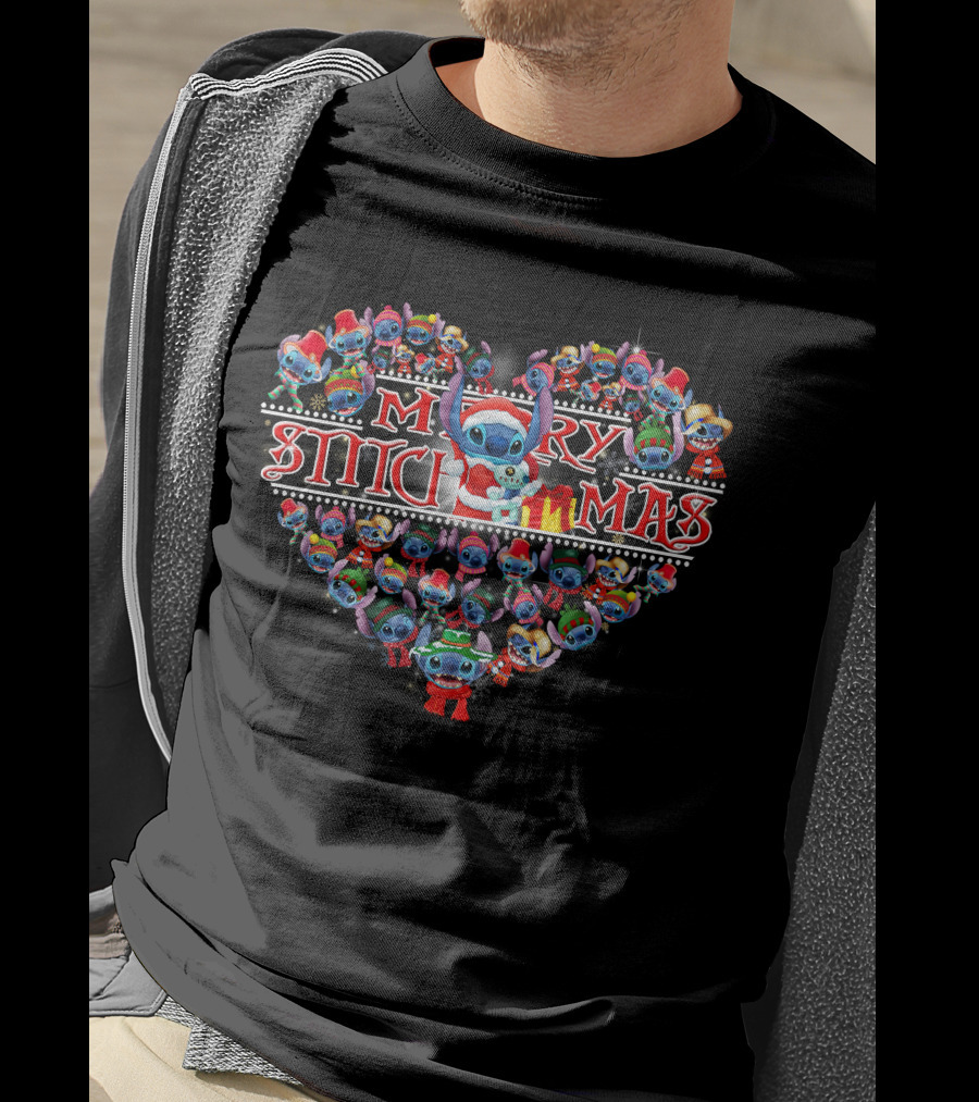 Merry Stitchmas Heart Christmas T-Shirt