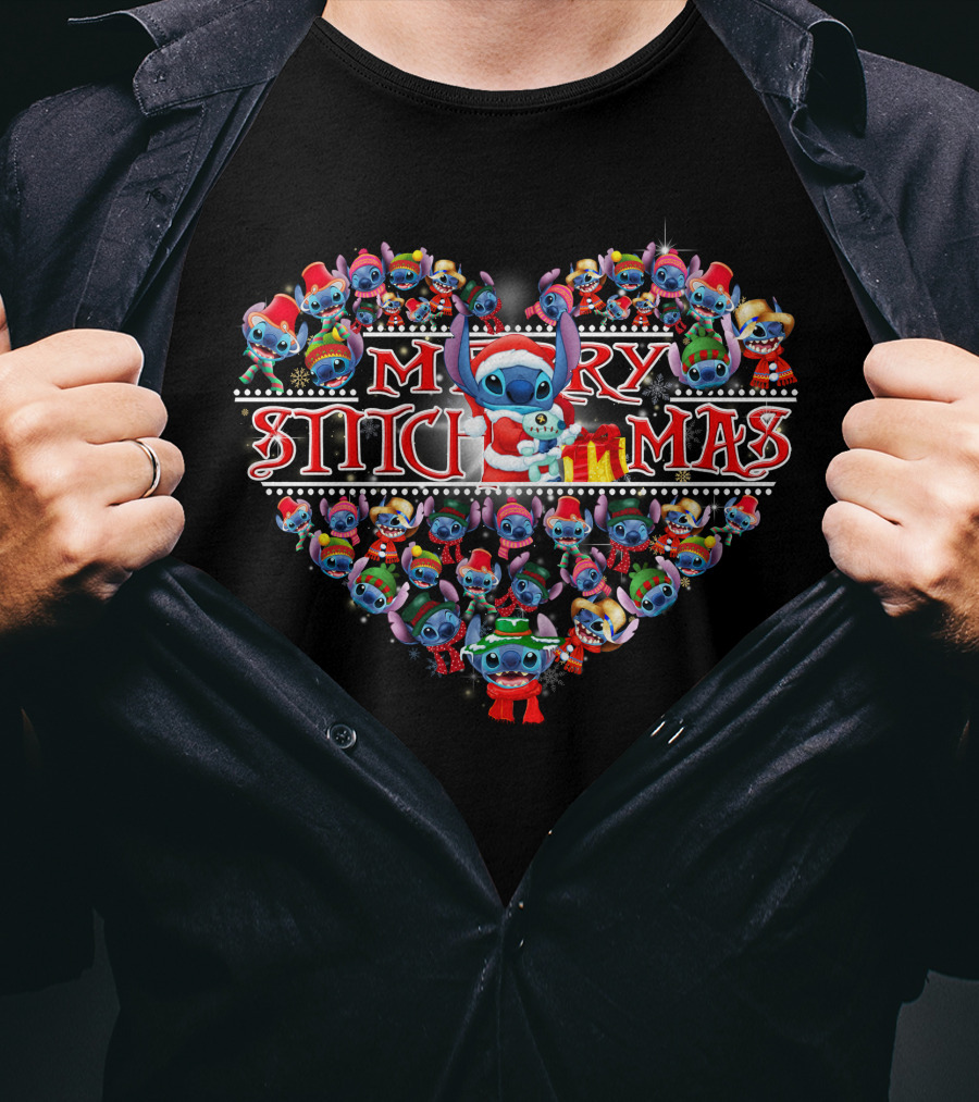 Merry Stitchmas Heart Christmas T-Shirt