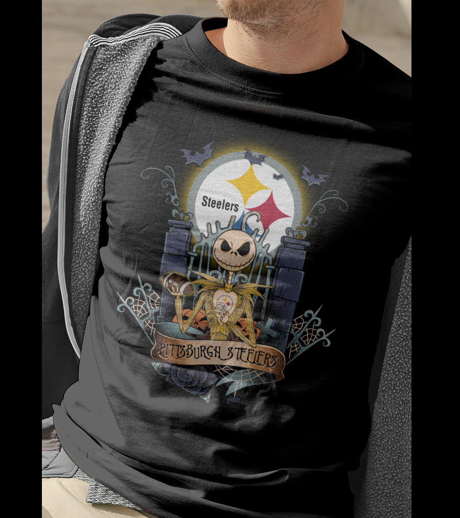 Pittsburgh Steelers Jack Skellington Crossover Halloween T-Shirt