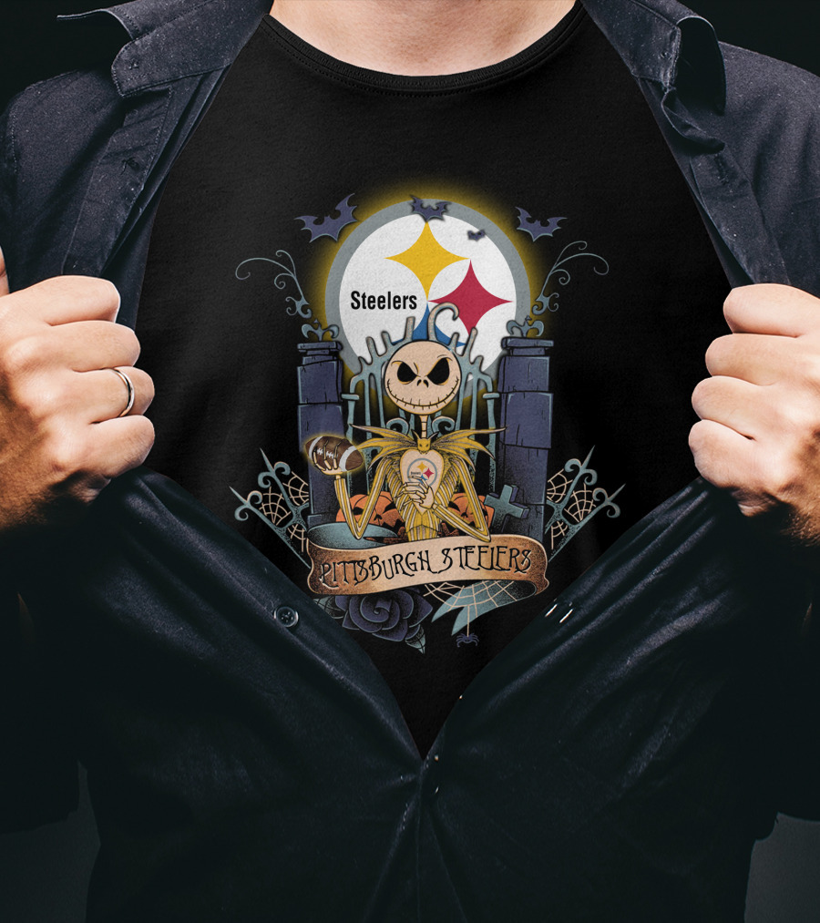 Pittsburgh Steelers Jack Skellington Crossover Halloween T-Shirt