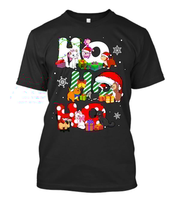 Disney Hohoho Christmas Cats Snowflakes Presents T-Shirt