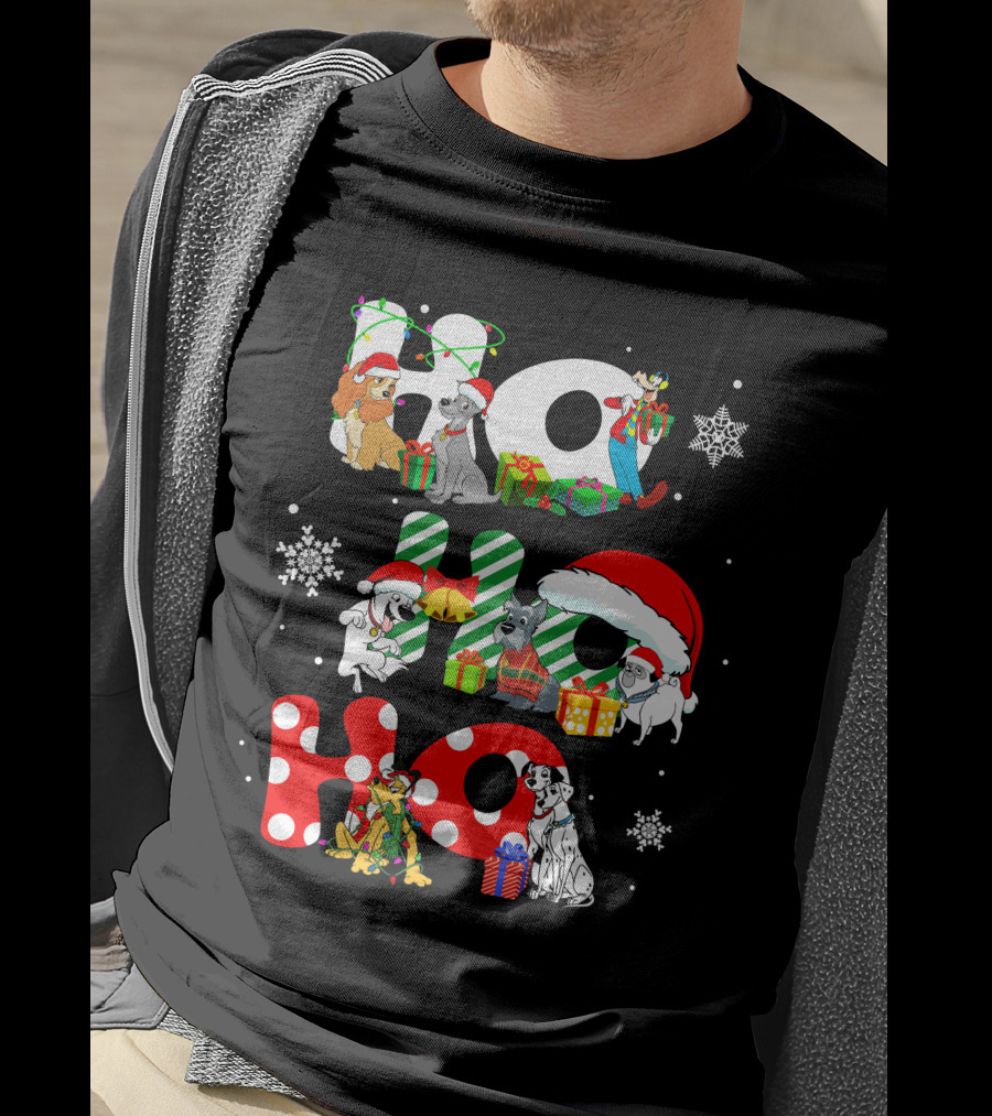 Disney Dog Christmas Ho Ho Ho Characters Holiday Cheer T-Shirt