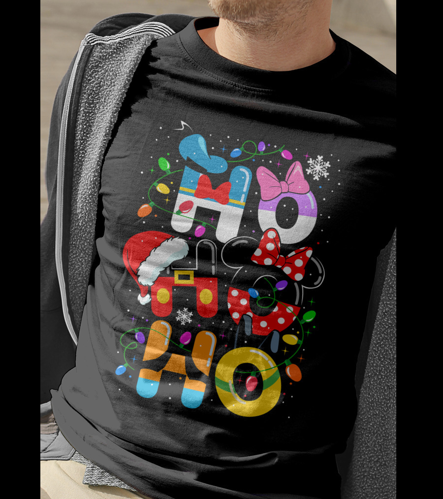 Disney Hohoho Christmas Lights Mickey Minnie Decorations T-Shirt