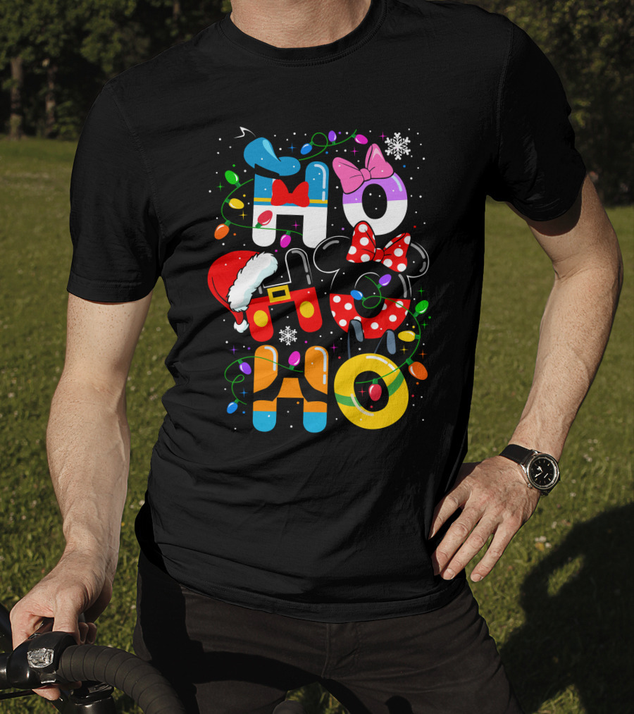 Disney Hohoho Christmas Lights Mickey Minnie Decorations T-Shirt
