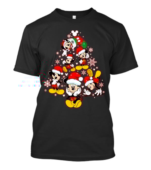 Disney Mickey Christmas Tree Santa Hat Holiday T-Shirt