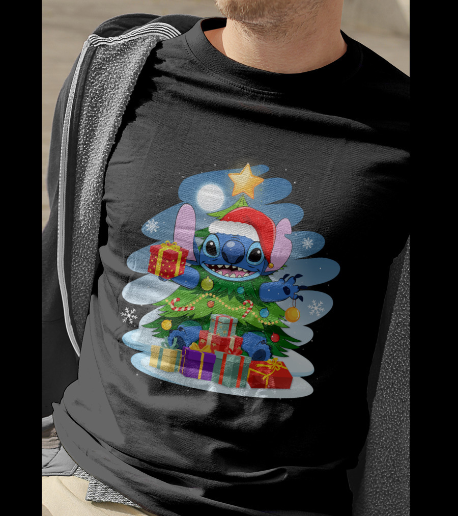 Stitch Christmas Tree Presents Holiday Cheer T-Shirt