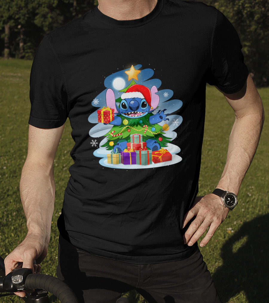 Stitch Christmas Tree Presents Holiday Cheer T-Shirt