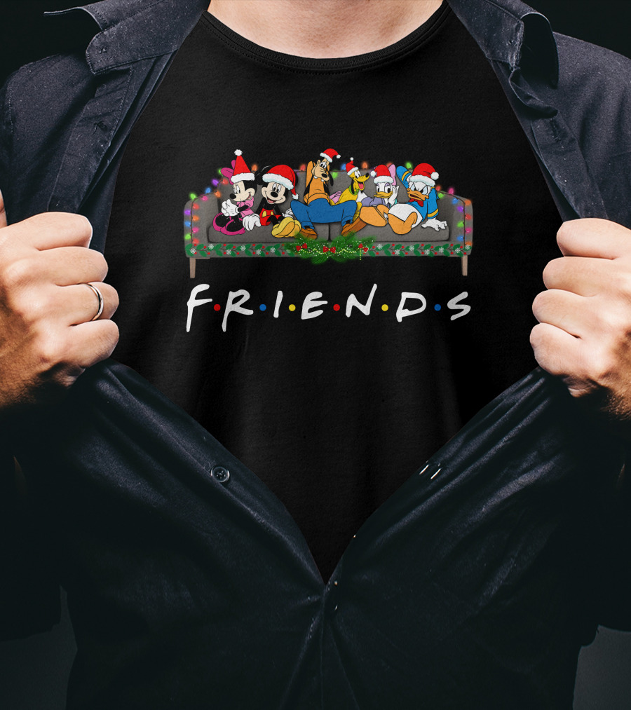 Disney Christmas Characters On Friends Sofa T-Shirt