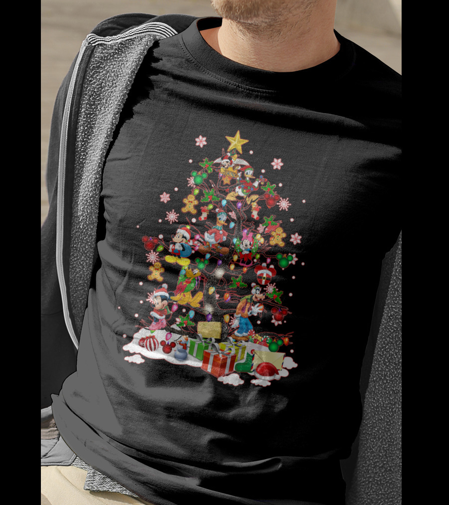 Mickey And Friends Christmas Tree With Donald Goofy And Disney Decorations T-Shirt