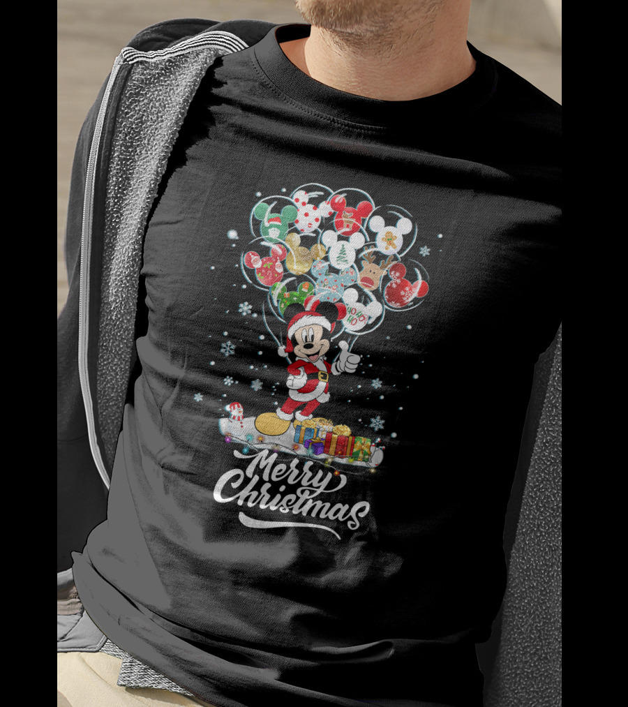 Mickey Christmas Balloons Holiday T-Shirt