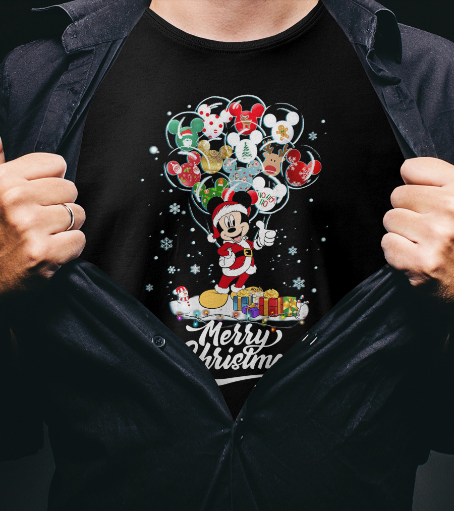Mickey Christmas Balloons Holiday T-Shirt