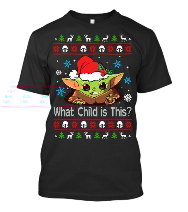 Baby Yoda What Child Is This Christmas T-Shirt