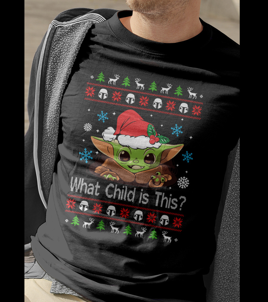 Baby Yoda What Child Is This Christmas T-Shirt