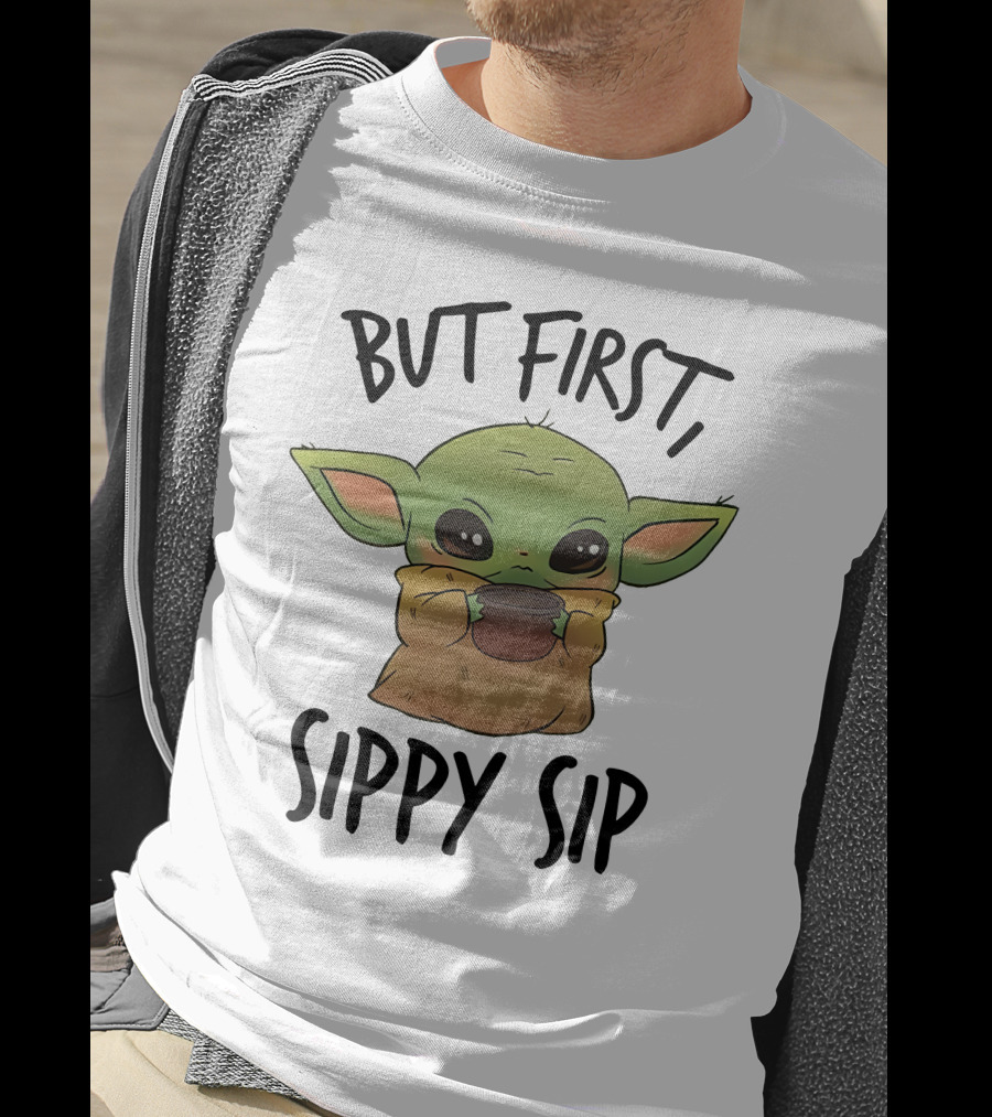 But First Sippy Sip Baby Yoda Cute Mandalorian Moment T-Shirt