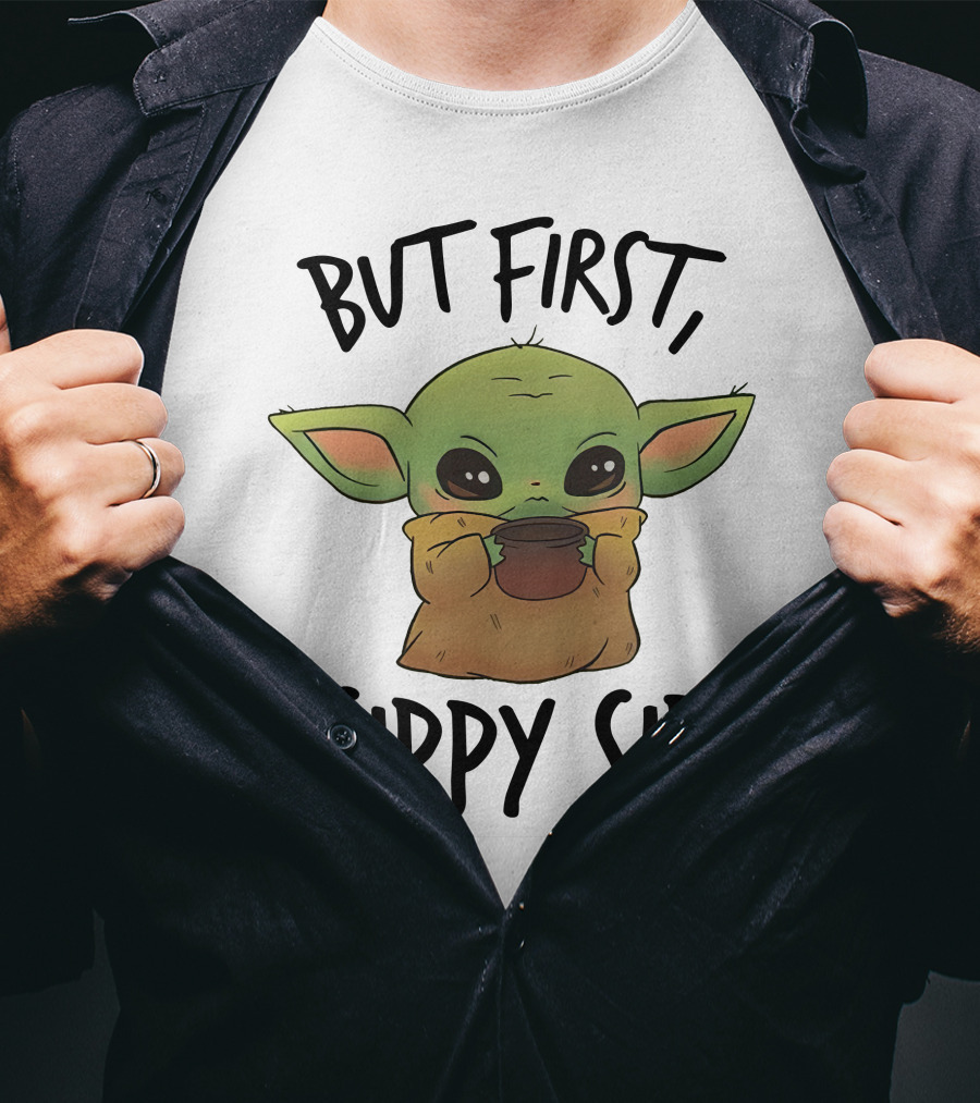 But First Sippy Sip Baby Yoda Cute Mandalorian Moment T-Shirt