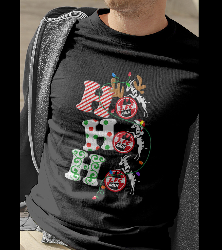 1. FC Köln HoHoHo Christmas Reindeer Lights T-Shirt
