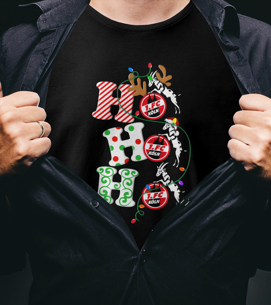 1. FC Köln HoHoHo Christmas Reindeer Lights T-Shirt