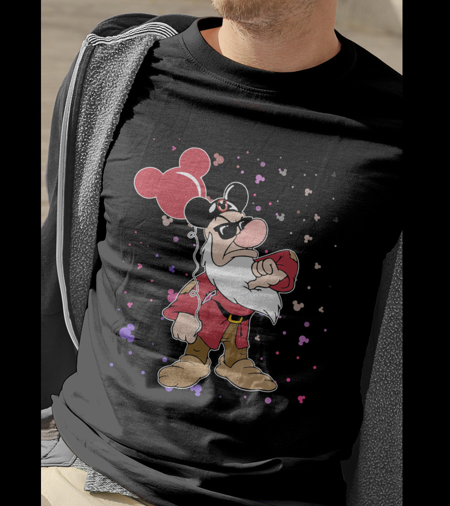 Grumpy With Mouse Ears Balloon And Confetti T-Shirt