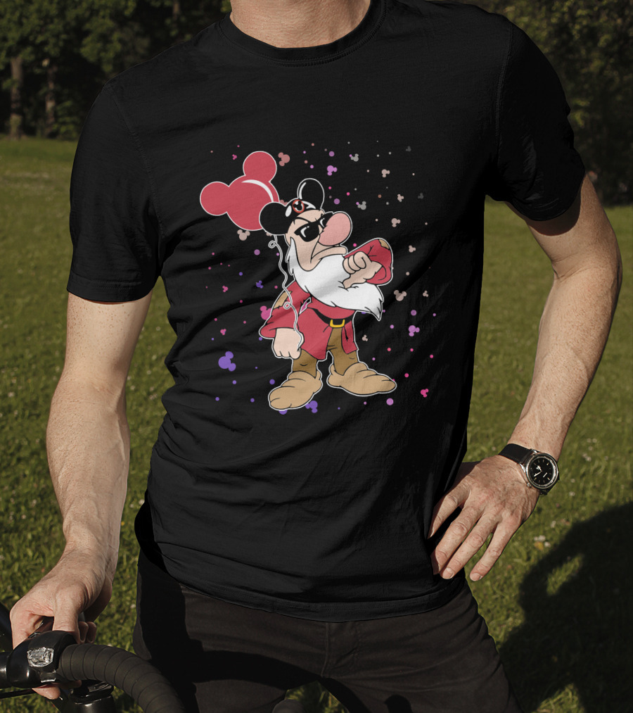 Grumpy With Mouse Ears Balloon And Confetti T-Shirt