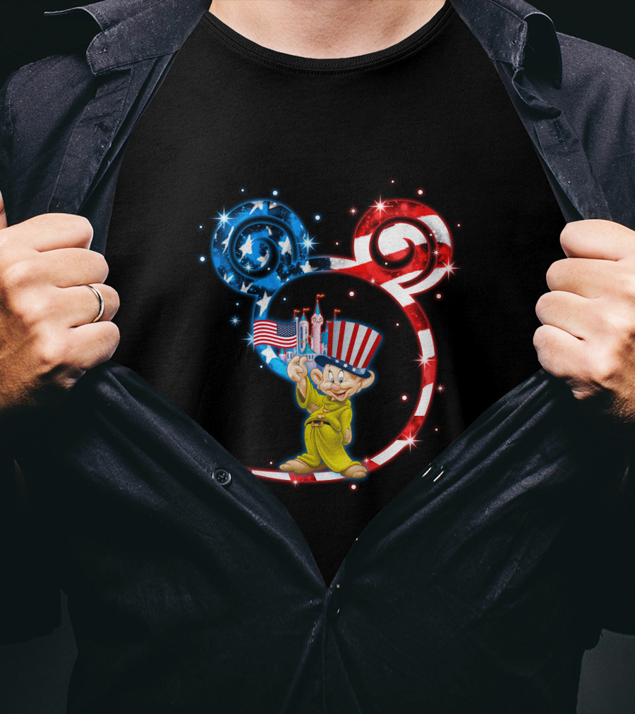 Dopey Patriotic Mickey Ears With American Flag And Hat T-Shirt