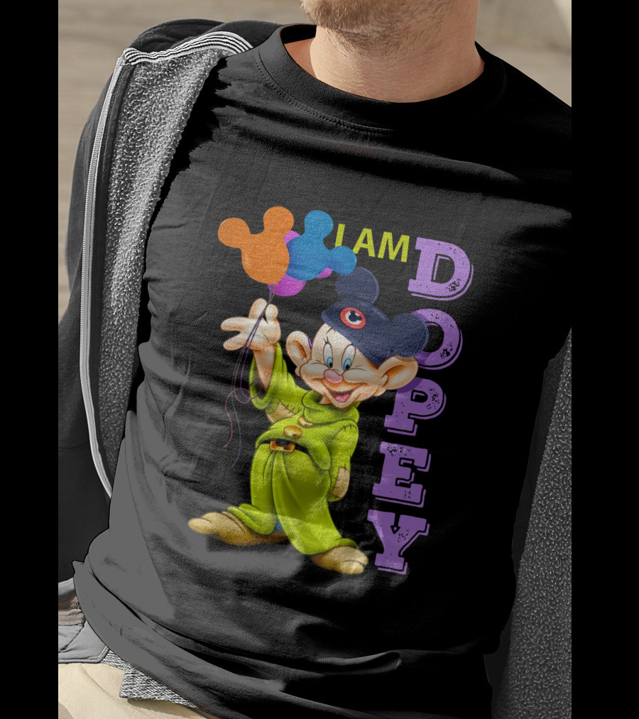 I Am Dopey Disney Character With Mickey Ears And Balloons T-Shirt