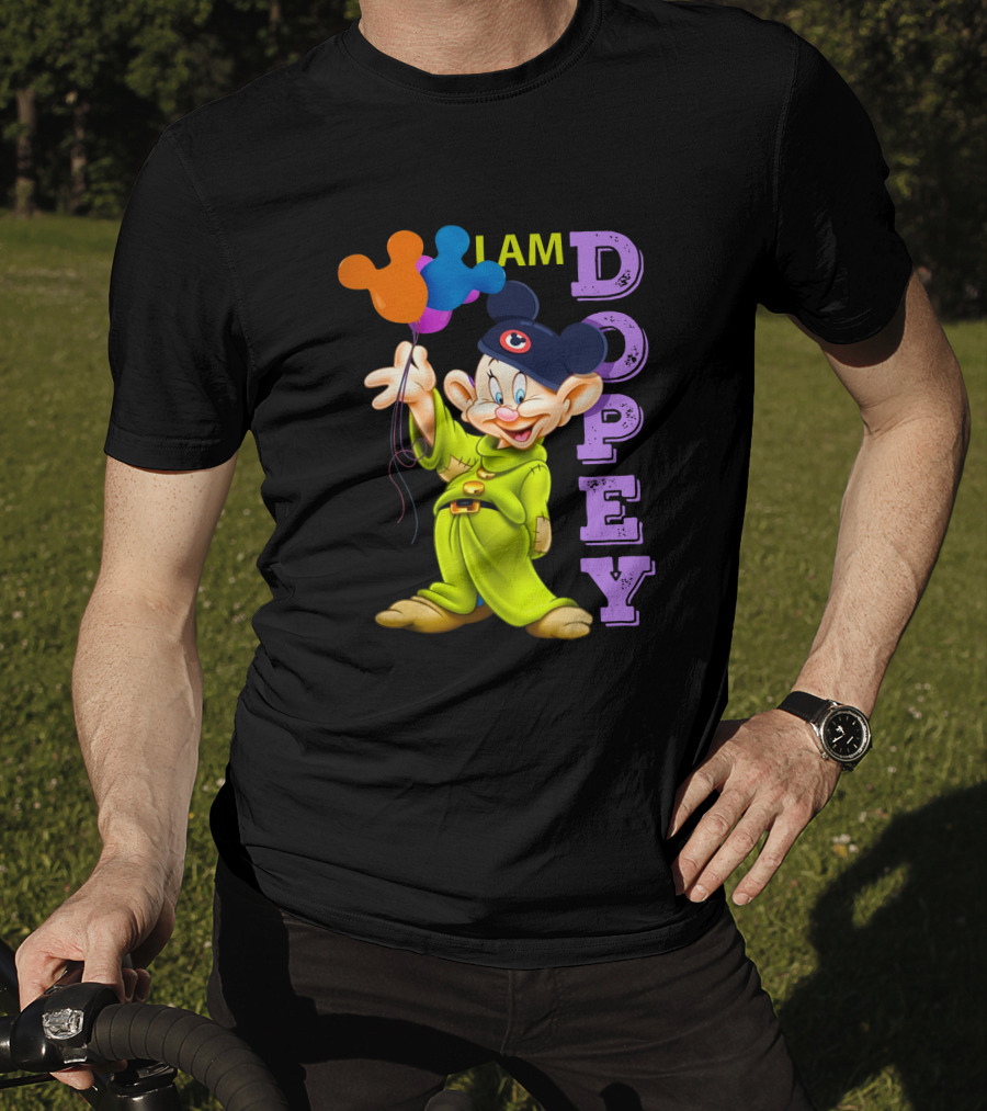 I Am Dopey Disney Character With Mickey Ears And Balloons T-Shirt