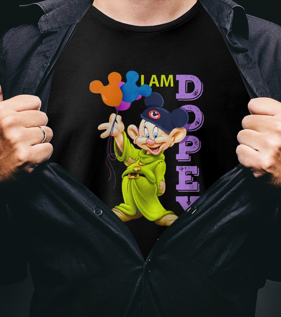 I Am Dopey Disney Character With Mickey Ears And Balloons T-Shirt