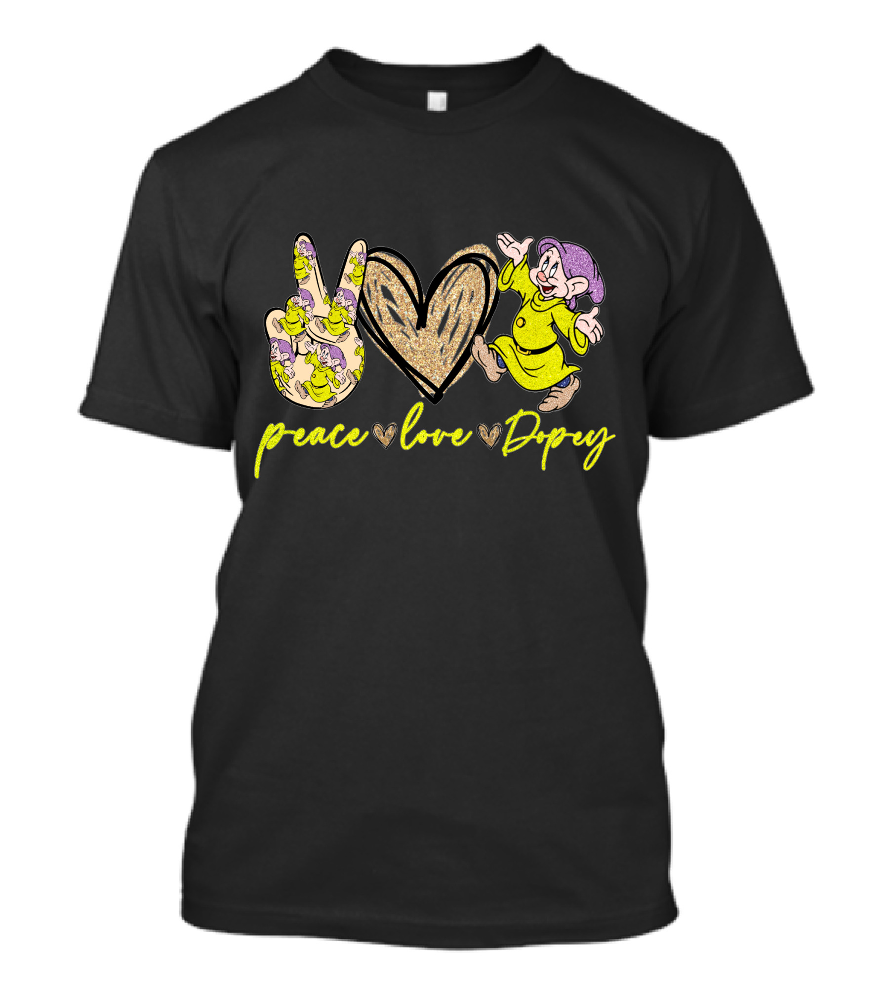Peace Love Dopey Disney 7 Dwarfs Classic Character Fun T-Shirt