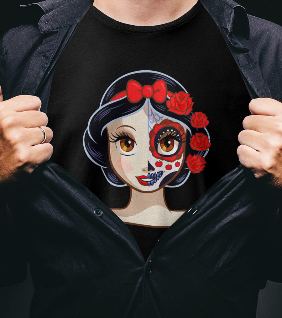 Snow White Sugar Skull Roses T-Shirt