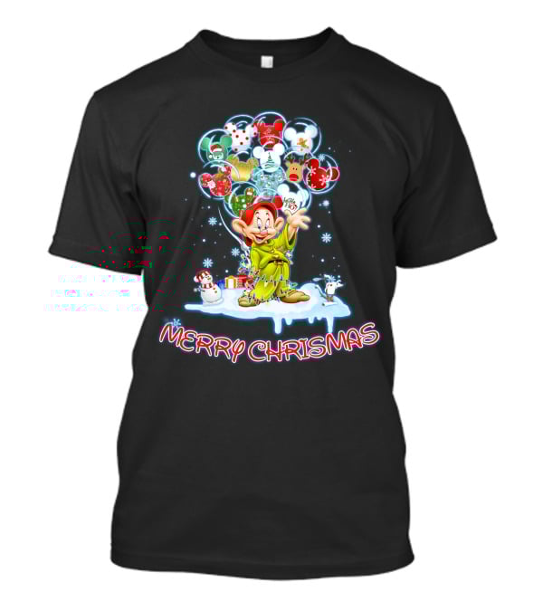 Dopey Merry Christmas Balloons And Snowman T-Shirt