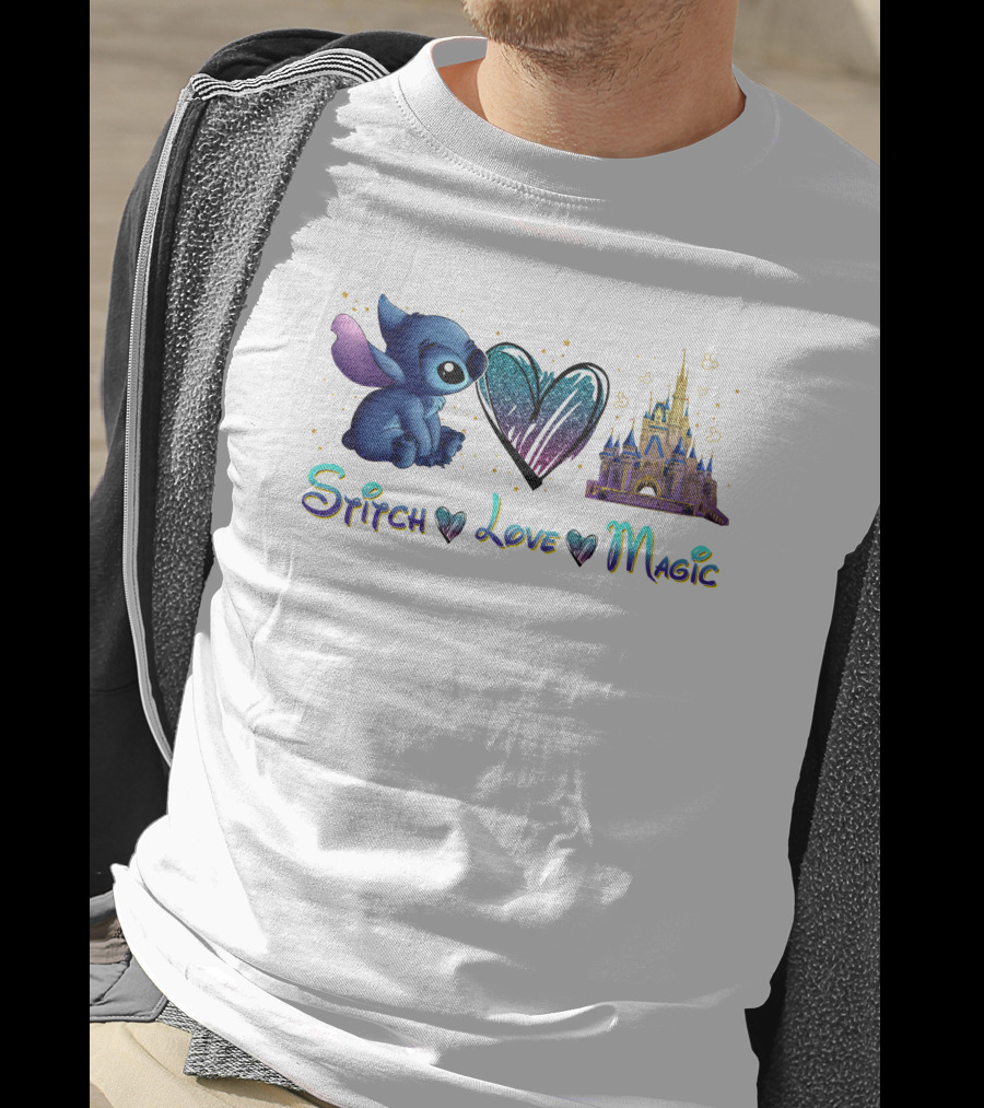 Stitch Love Magic Heart Castle Fantasy T-Shirt