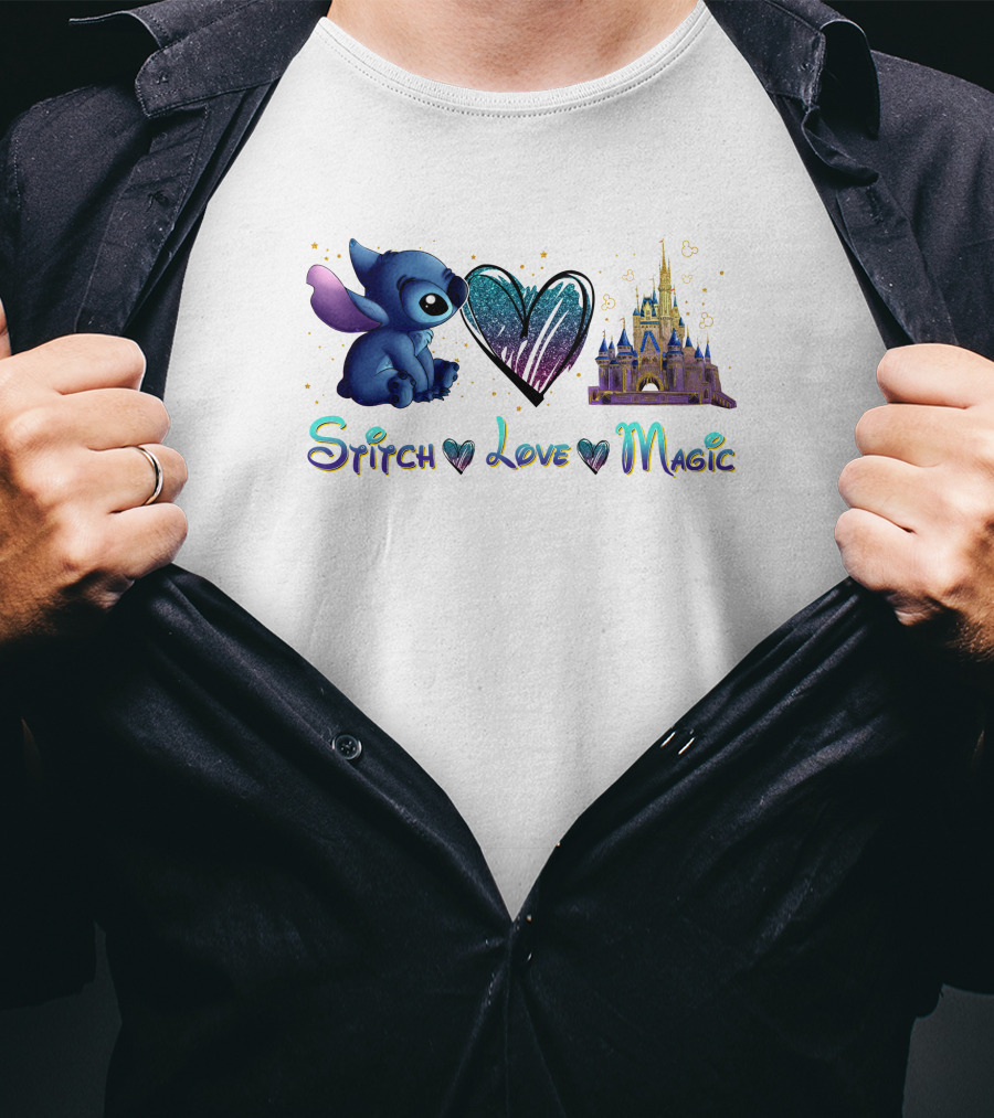 Stitch Love Magic Heart Castle Fantasy T-Shirt
