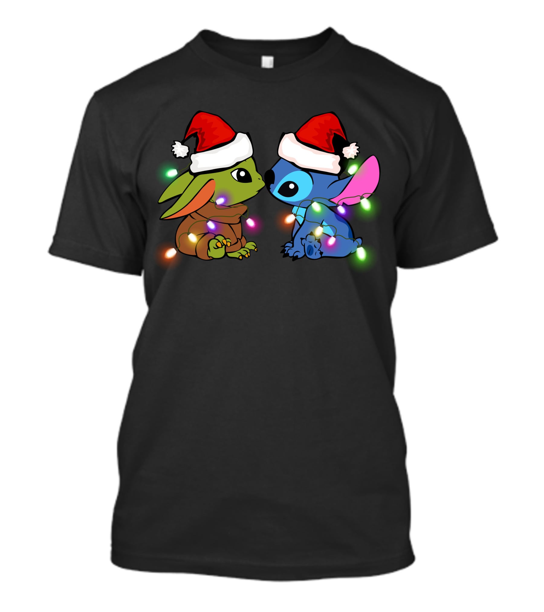 ST&BYD Kiss Christmas Lights Creature Pair Santa Hats T-Shirt