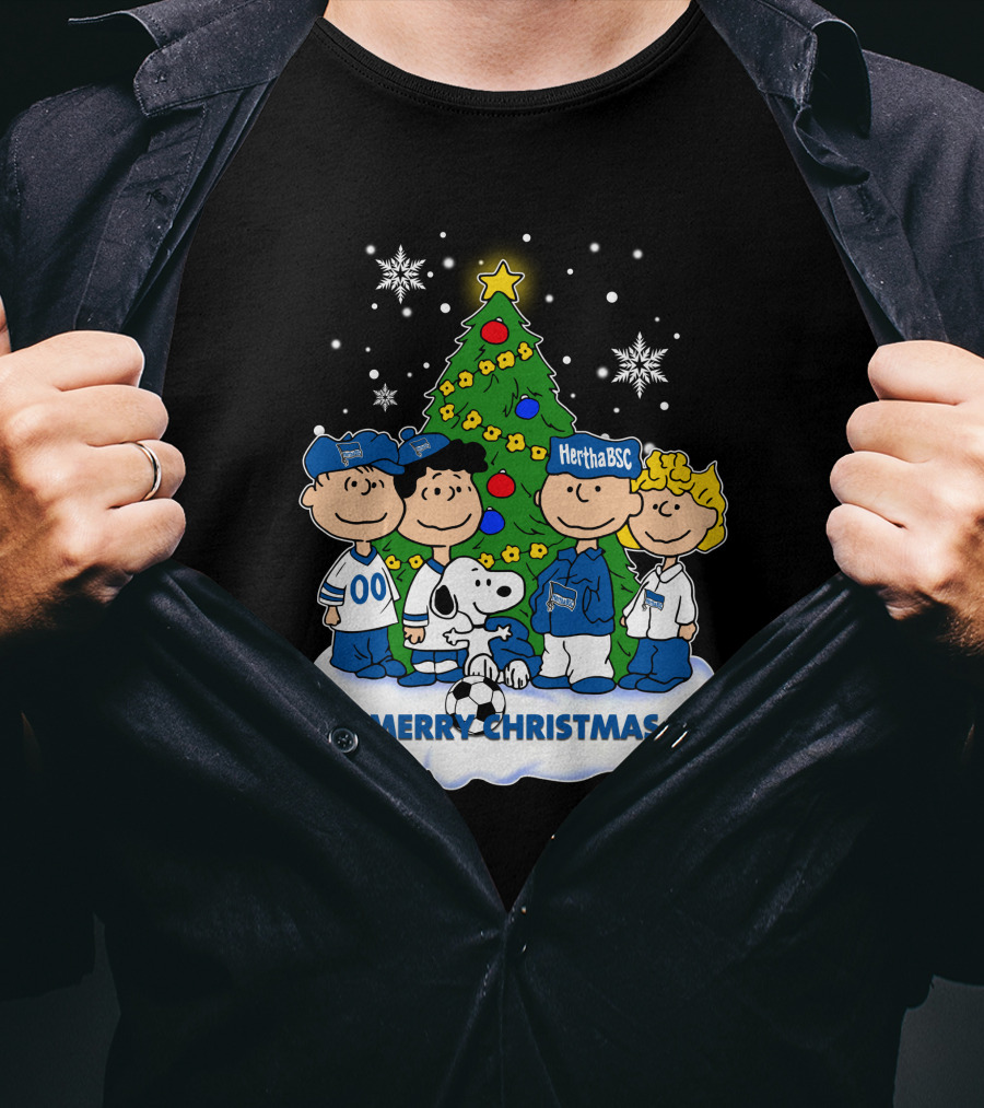 Hertha BSC Peanuts Merry Christmas Tree Scene T-Shirt