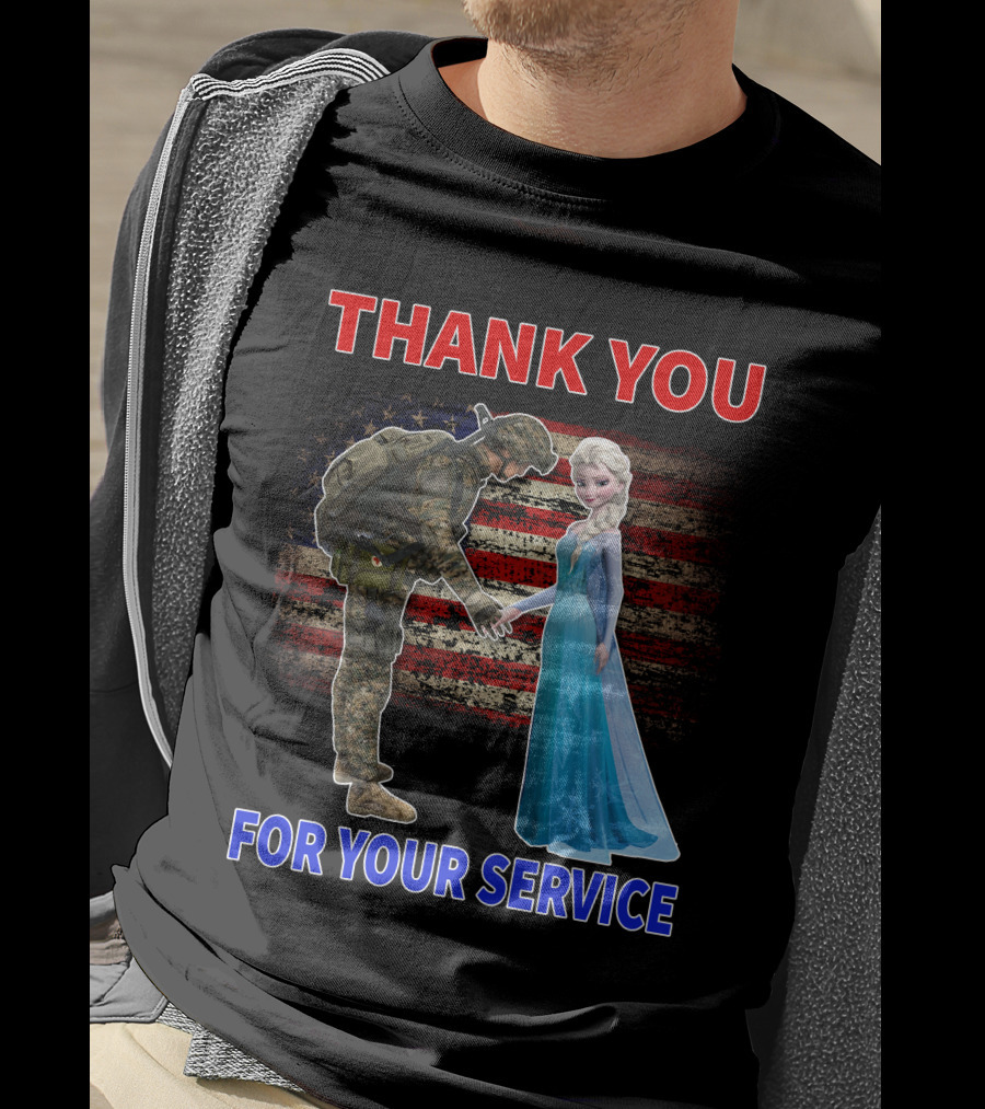 Thank You For Your Service Elsa Soldier American Flag T-Shirt