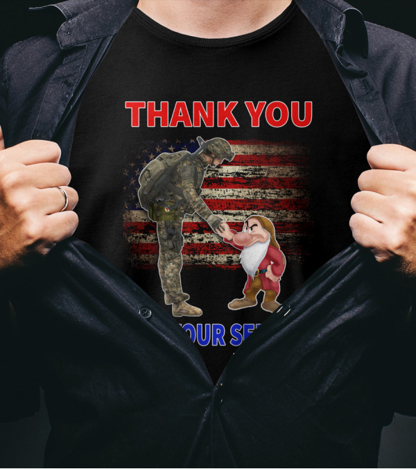 THANK YOU FOR YOUR SERVICE Grumpy Soldier And Patriotic Flag T-Shirt