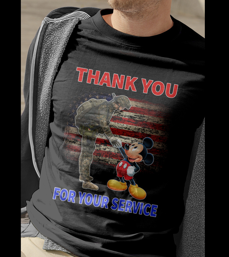 Thank You Mickey For Your Service American Flag Soldier T-Shirt